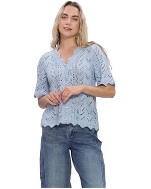 Y.A.S Truien & Vesten ,Blauw ,Wol Vienna Ss Knit Cardigan S