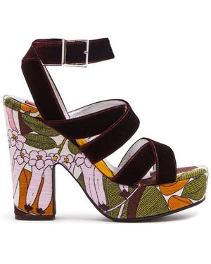 La DoubleJ Schoenen ,Veelkleurig ,Power-Printed Medal Wedge Sandalen - Meerkleurig