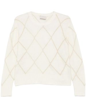 Pennyblack Truien & Vesten ,Wit ,Argyle Ronde Hals Trui