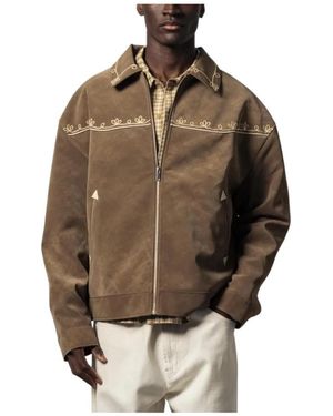 Goodies Sportive Leather Jackets - Brown