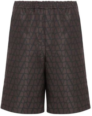 Valentino Monogramm seiden shorts - Grau