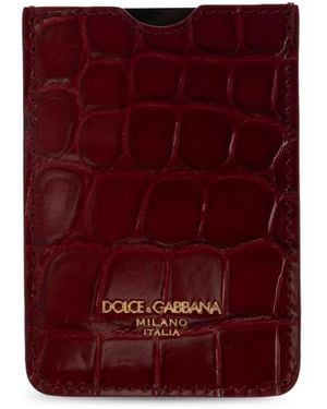 Dolce & Gabbana Accessoires ,Rood ,Leer Leren Kaarthouder Met Logo - Paars