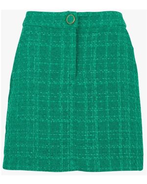 Suncoo Rokken ,Groen ,Tweed High-Waisted Groene Tweed Rok