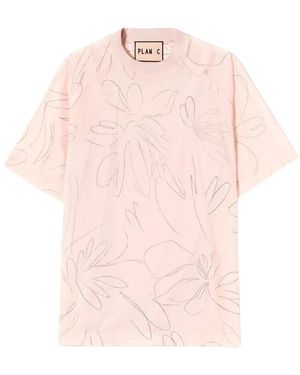 Plan C Tops ,Roze ,Katoen Abstract Floral Print Shirt