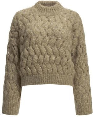 Brunello Cucinelli Trui Met Openwerk En Golvend Patroon - Groen