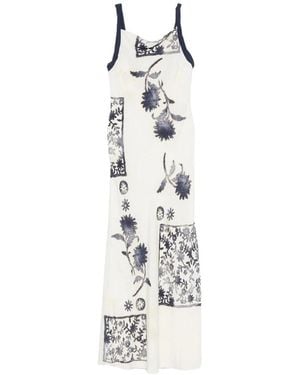 SIR. Kleedjes ,Veelkleurig ,Polyester Maxi Jurk Met Bloemenprint En Boothals - Wit
