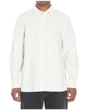 Saint Laurent Vertical Stripe Long Sleeve Shirt - Wit