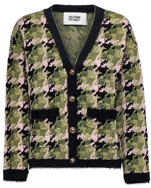 Silvian Heach Cardigan Mit Grafischem Muster Und Dekorativen Knöpfen - Grün