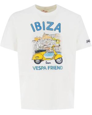 Mc2 Saint Barth T-shirt estiva in cotone con logo ricamato - Bianco