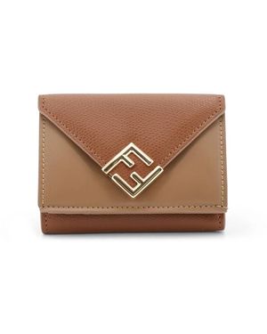 Fendi Accessoires ,Bruin ,Leer Ff Diamanten Micro Trifold