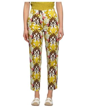 Kocca Blumenmuster Baumwollhose - Gelb