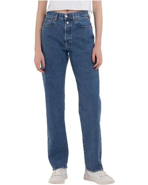 Replay Vielseitige Straight Fit High-Waisted Jeans - Blau