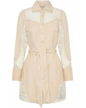 Ixiah Lacebound Mini Jurk - Naturel