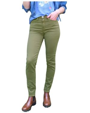Denim Studio Broeken ,Groen ,Katoen Katy Broek Met Franjezoom