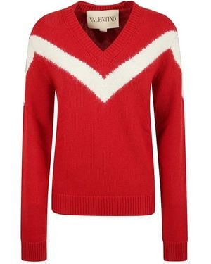 Valentino Garavani V-Neck Knitwear - Red
