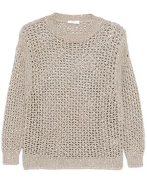 Panicale Feinstrickpullover Mit Lochmuster - Natur