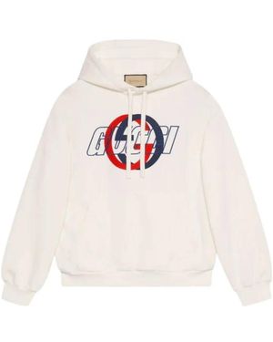 Gucci Hoodies & Sweatvesten ,Wit ,Katoen Hooded Sweatshirt Van Katoenen Jersey