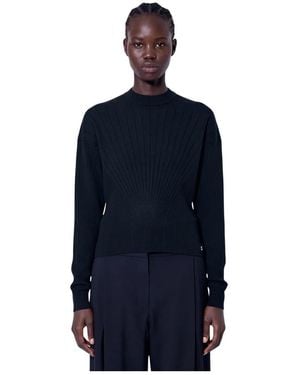 Sportmax Truien & Vesten ,Zwart ,Gebreide Trui Met Ronde Hals - Blauw
