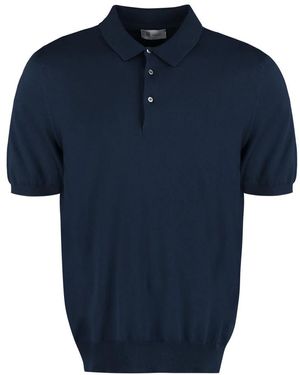 THE (Alphabet) Baumwollstrick Poloshirt - Blau