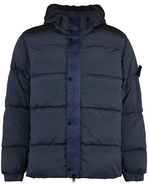 Stone Island Gewatteerde Donsjas Met Capuchon - Blauw