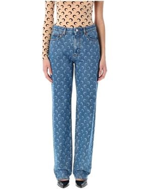 Marine Serre Straight Jeans - Bleu