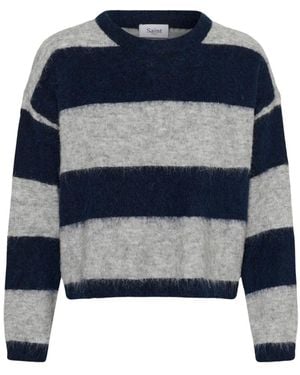 Saint Tropez Milasz R-Neck Pullover - Blauw
