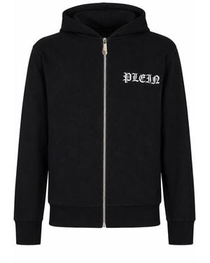 Philipp Plein Hoodies & Sweatvesten ,Zwart ,Katoen Hoodie Sweatjacket Skull