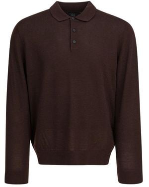 Vince Long Sleeve Merino Polo - Bruin