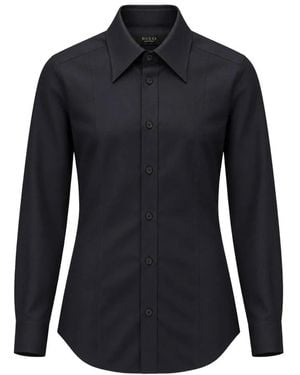Gucci Overhemden ,Zwart ,Zijden Poplin Shirt - Blauw