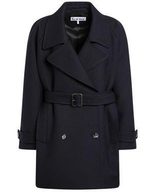 Loewe Belted Coats - Blue
