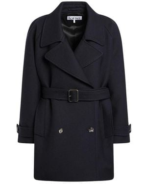 Loewe Belted Coats - Blauw