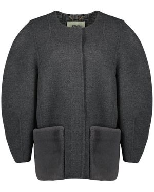 Fendi Truien & Vesten ,Grijs ,Wol Manteau Ff