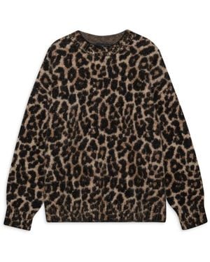 Anine Bing Leopard Print Crew Neck Sweater - Zwart