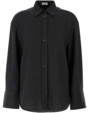 Brunello Cucinelli Hemd Aus Schurwolle - Schwarz