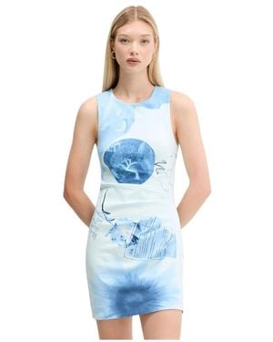 Desigual Kleedjes ,Veelkleurig ,Fotoazul Jurk - Blauw