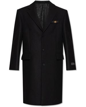 コート VERSACE 'Medusa' Double-Breasted Coat Black 1990s Gianni Versace Black Leather Trench Coat with Medusa
