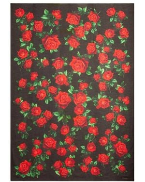 Dolce & Gabbana Accessoires ,Zwart ,Kasjmier Floral Scarf - Rood