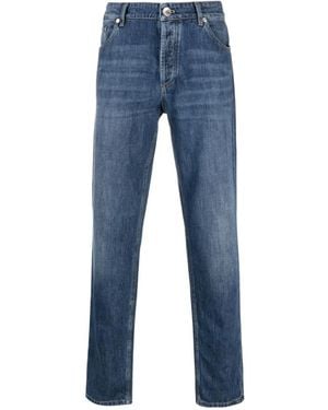 Brunello Cucinelli Heldere Blauwe Slim Fit Jeans