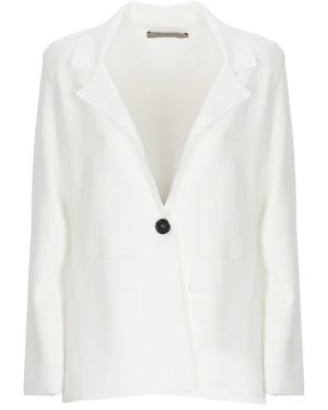 D.exterior Jassen ,Wit ,Leer Blazer Met Enkele Knoop En Revers Met Inkeping