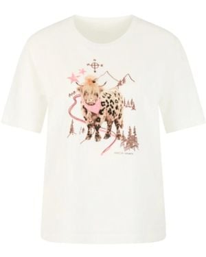 Marc Cain Tops ,Wit ,Katoen T-Shirt Met Korte Mouwen