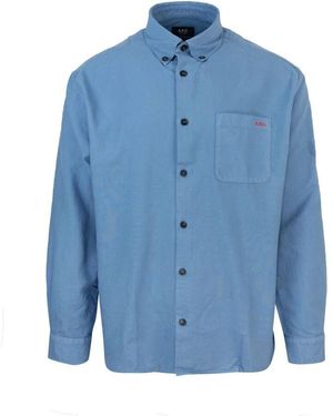 A.P.C. Blaues Baumwollhemd Regular Fit Knopfverschluss