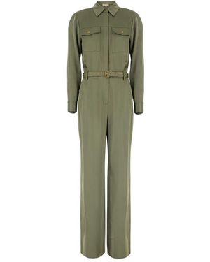 Michael Kors Satin Ls Jumpsuit - Groen