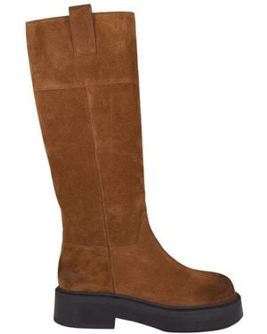 Vic Matié Schoenen ,Bruin ,Leer Boho Teddy Gesp Laars