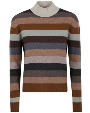 Tory Burch Striped Wool-Cashmere Blend Sweater - Mehrfarbig