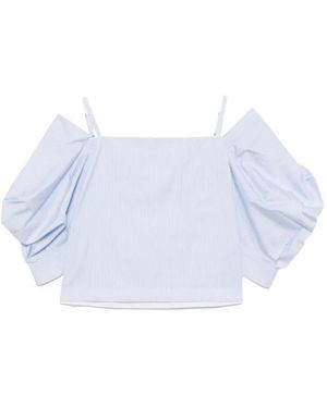 Sacai Overhemden ,Blauw ,Katoen Boxy Crop Top