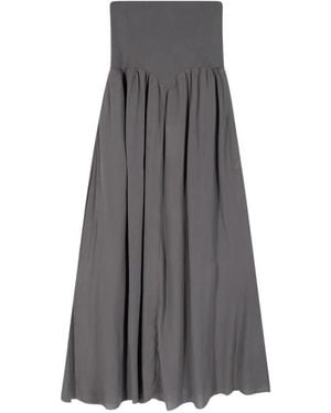 10Days Gerippter Taillen Maxirock Kleid - Grau