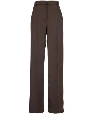 Plain Tailored Broek Met Plooien Aan De Voorkant - Bruin