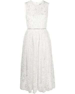 Self-Portrait Elegantes Weißes Perlenbesetztes Midi-Kleid