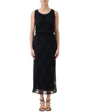Pink Memories Midi Skirts - Negro