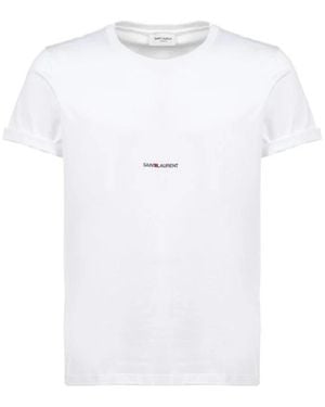 Saint Laurent Klassisches T-Shirt Mit Rundhalsausschnitt - Weiß